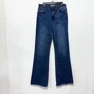 Wax Jeans Womens 11/30 Blue Denim Pants High Rise Flared Frayed Hems Sustainable